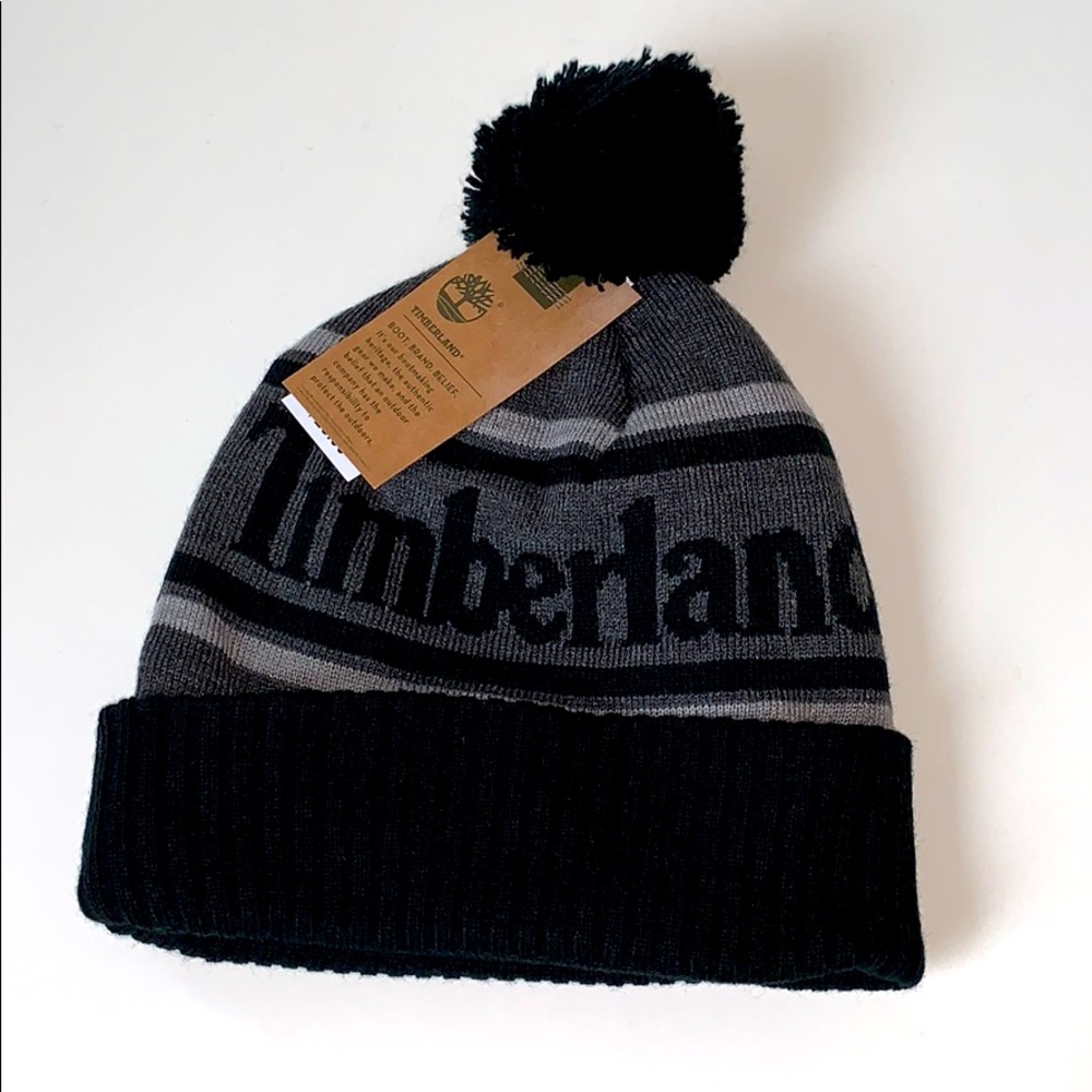 Timberland Cuffed Beanie with Pom - Picture 2 of 2